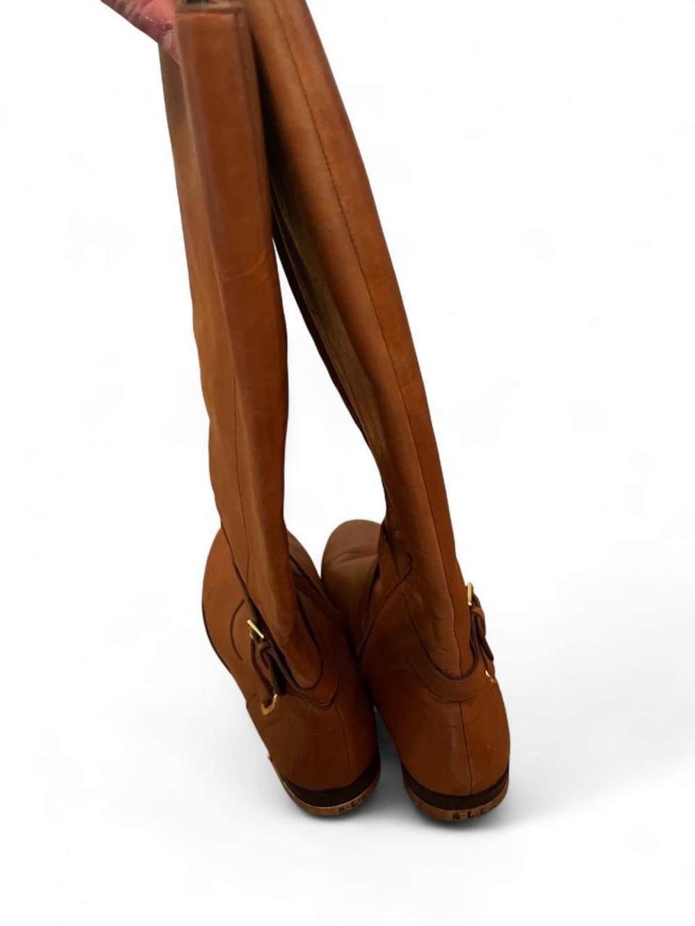 Ralph Lauren Cognac Leather Over-the-Knee Riding Boots - Picture 6 of 8